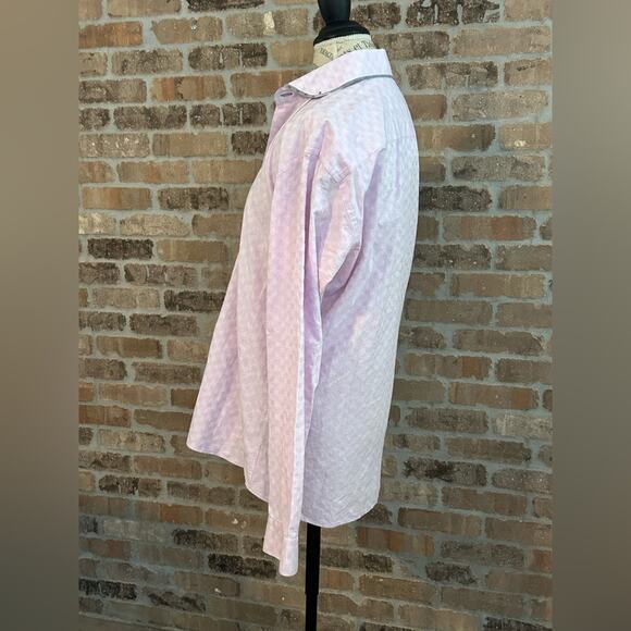 Maceeo pink elegance men’s dress shirt long sleeve button down square print sz L - Picture 3 of 11